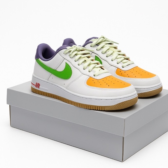 Nike Air Force Low with Green and Orange Accents - Main Image